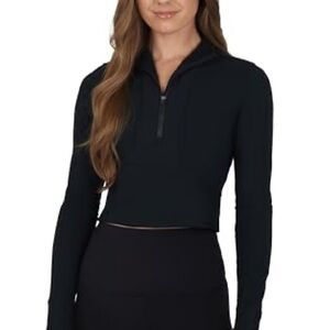 Ribbed Half Zip Athletic Pullover